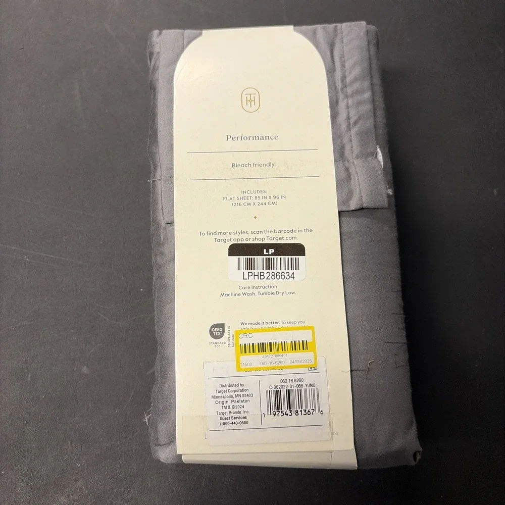 Full 400 Thread Count Performance Flat Sheet Dark Gray Threshold: Cotton 20530